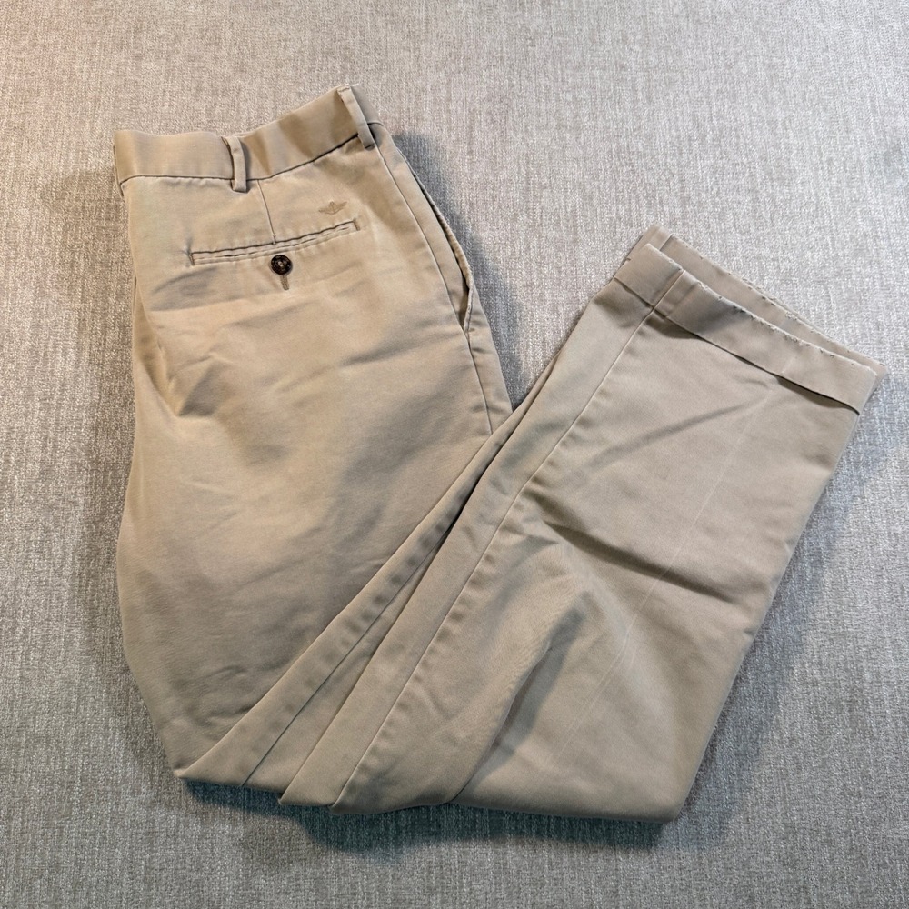 Dockers Relaxed Fit D4 Pleated Khaki Chinos w/FLAW Tan Cuffed Pants Mens 34x32